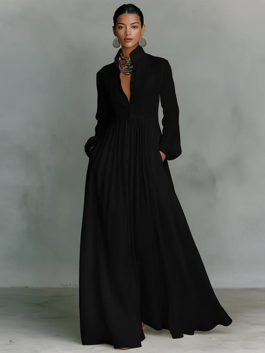 Lena™ | Stijlvolle Maxi Jurk Met Knopen