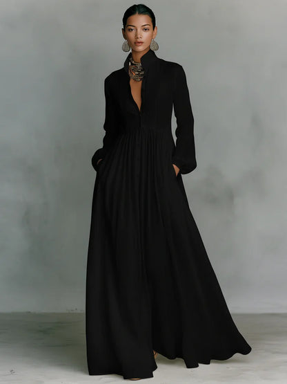 Lena™ | Stijlvolle Maxi Jurk Met Knopen