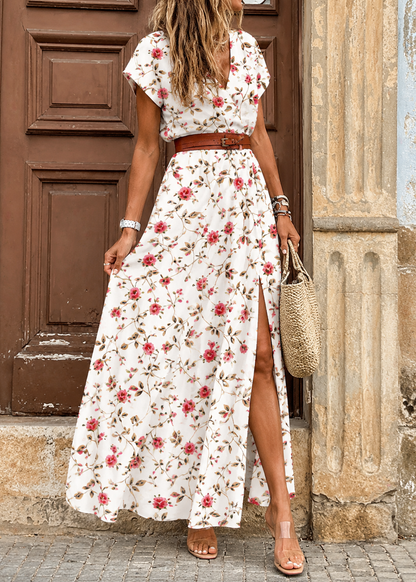 Sarisa™ | Gebloemde Buikcamouflerende Maxi Jurk + Riem