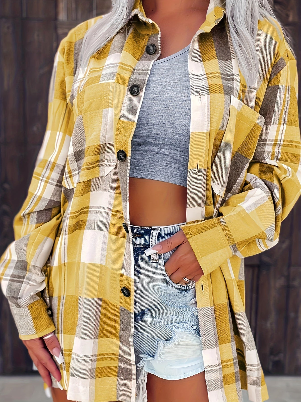 Sanne™ | Relaxte Lange Geruite Blouse 2