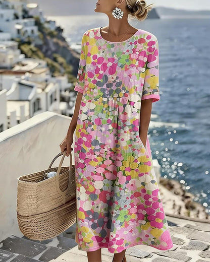 Elena™ | Elegante Bloemen Midi Jurk