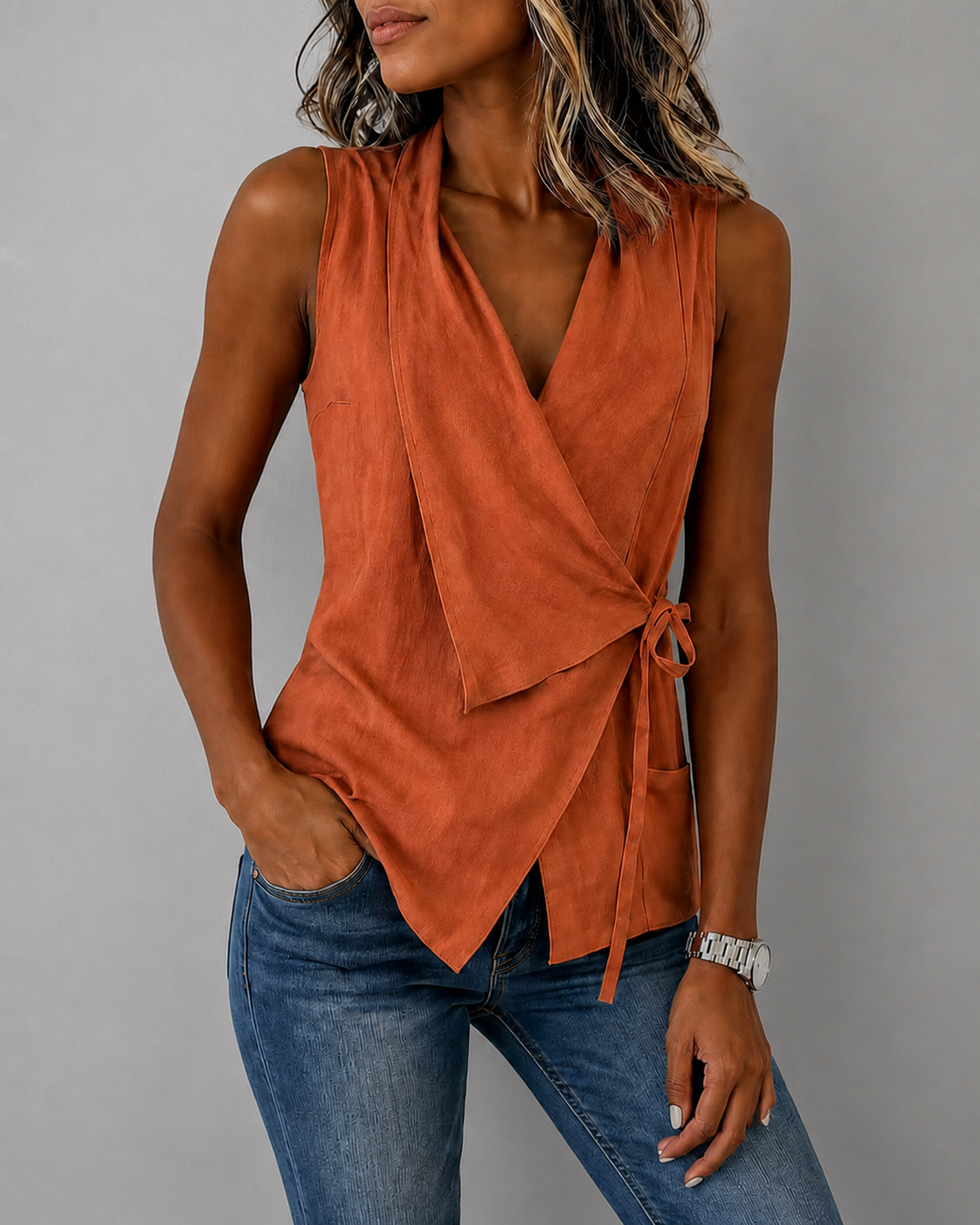 Lorena™ | Elegante Mouwloze Wikkelblouse