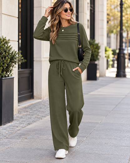 Freya™ | Comfortabele Tweedelige Set Met Wijde Broek