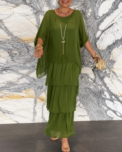 Amélie™ | Elegante Buikbedekkende Chiffon Maxi Jurk