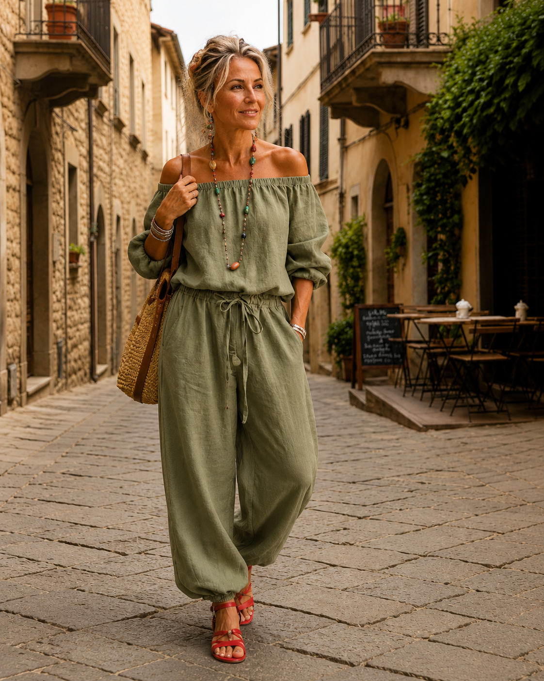 Alba™ | Relaxte Jumpsuit Met Veterdetail