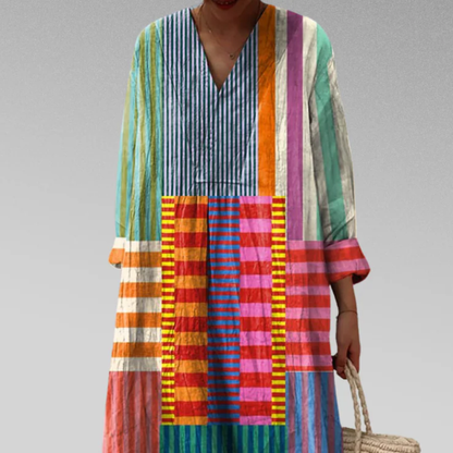 Zira™ | Stijlvolle Patchwork Midi Jurk