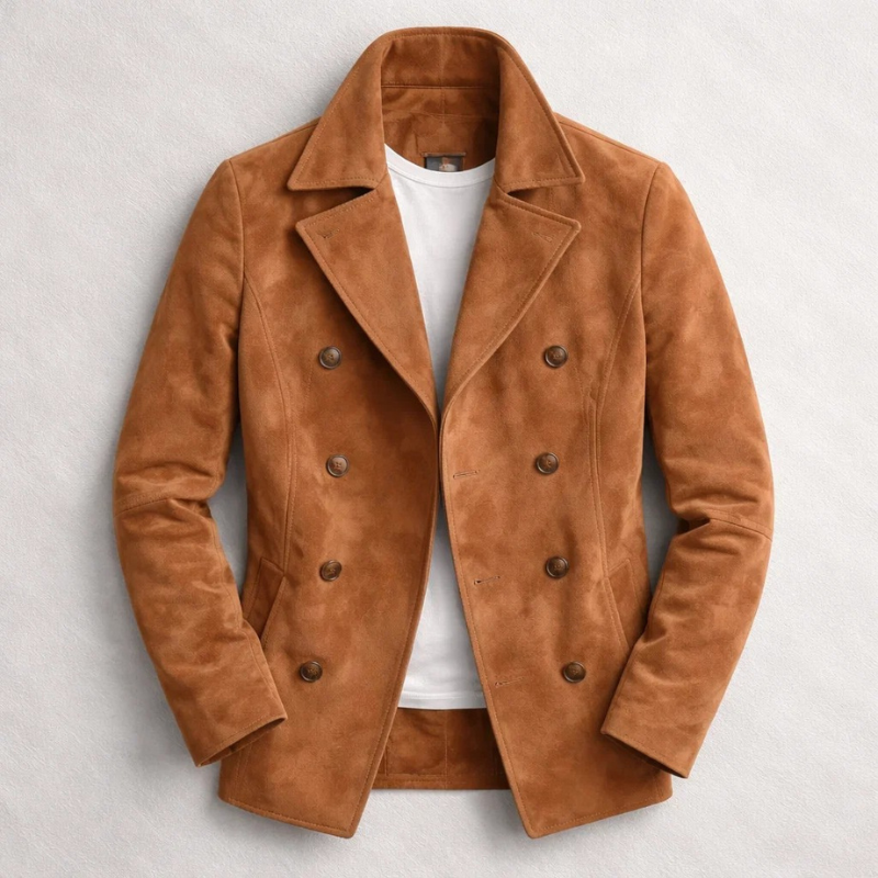 Thijs™ | Suède Dubbelknoops Jas