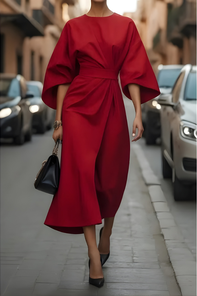 Mira™ | Elegante Midi Jurk Met Riem