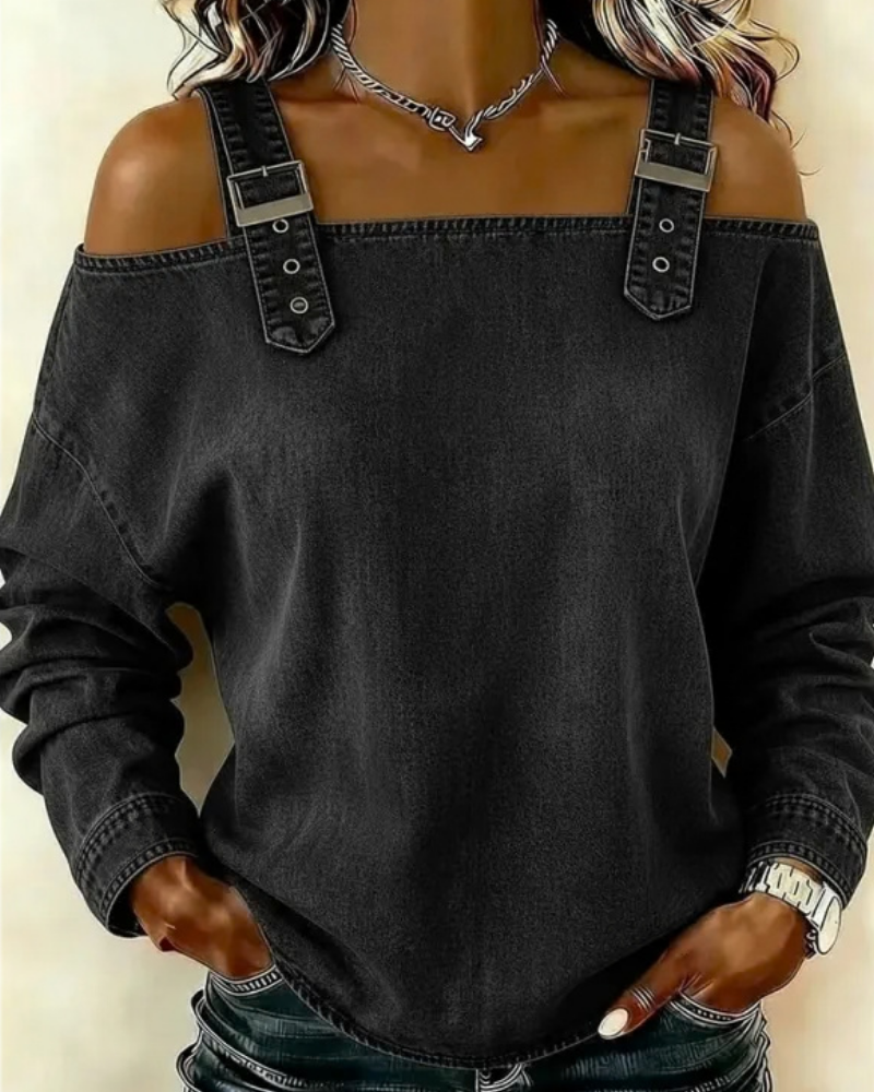 Teya™ | Moderne Denim Top Met Bandjes