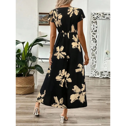 Odessa™ | Elegante Midi Jurk met Bladprint