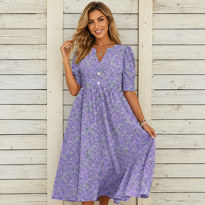 Danica™ | Soepelvallende Bloemen Midi Jurk