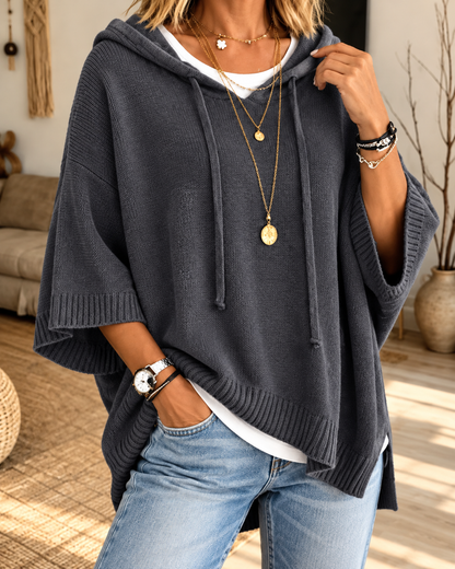 Norie™ | Comfortabele Gebreide Poncho Met Capuchon