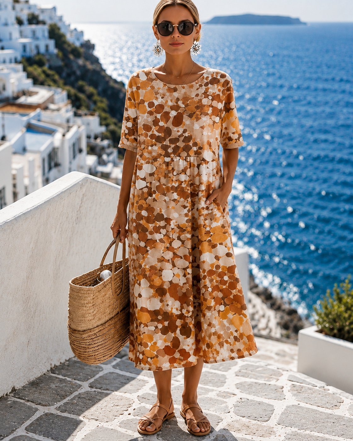 Elena™ | Elegante Bloemen Midi Jurk