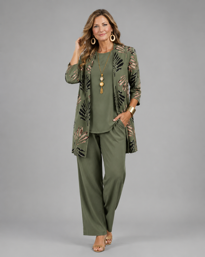 Anneke™ | Elegante Driedelige Set Met Print