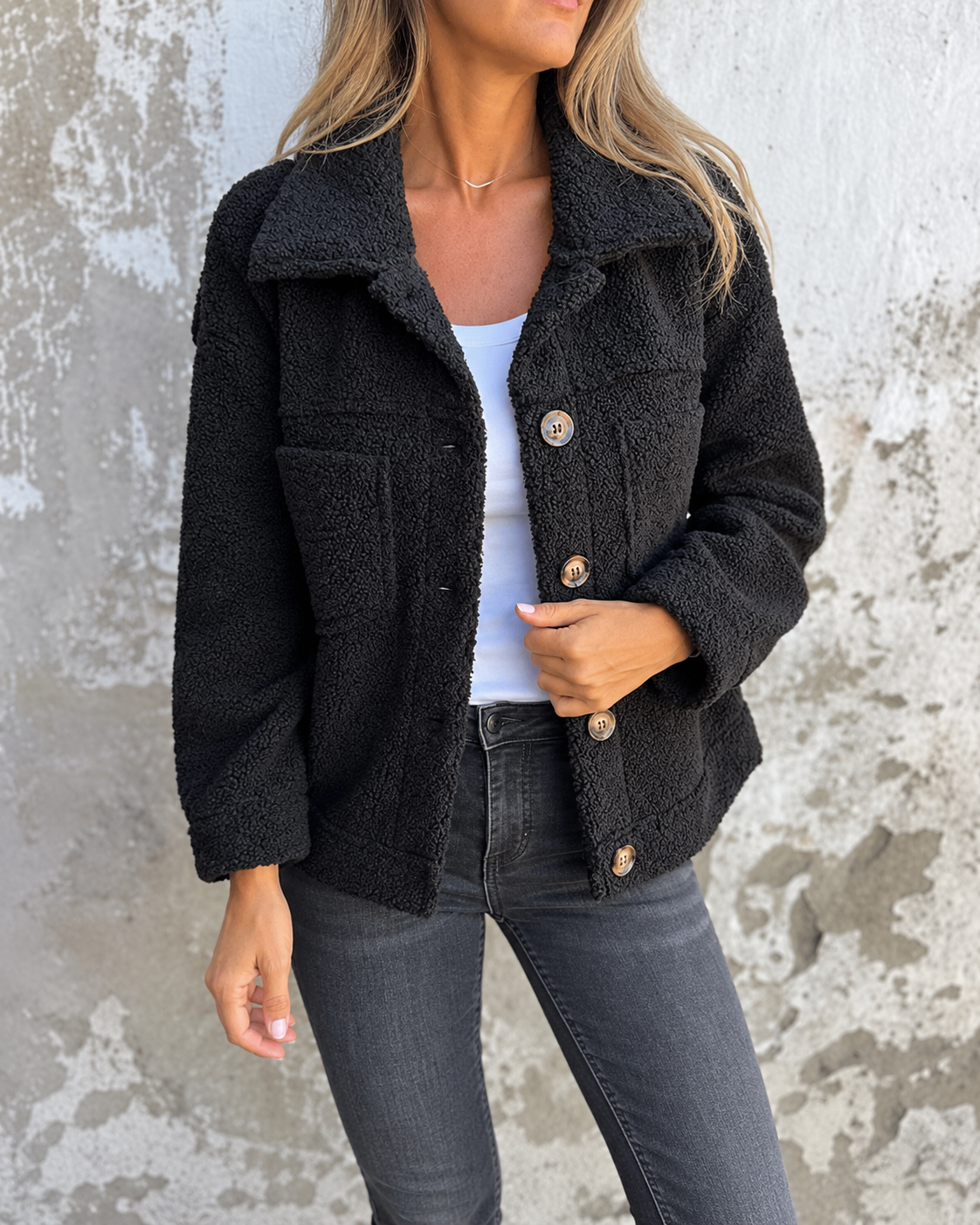 Isabelle™ | Zachte Teddy Jas Met Knopen
