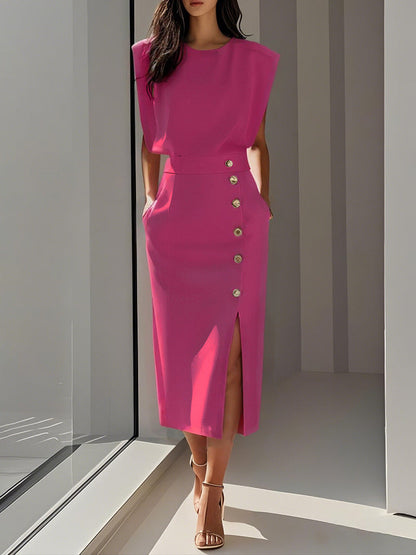 Celina™ | Stijlvolle Mouwloze Midi Jurk
