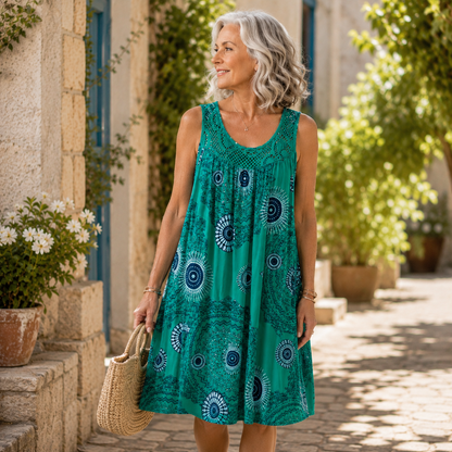 Noor™ | Buikcamouflerende Midi Jurk Met Abstracte Print