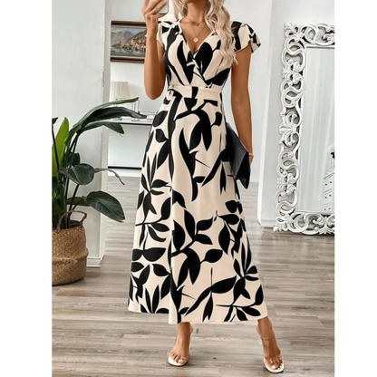 Odessa™ | Elegante Midi Jurk met Bladprint
