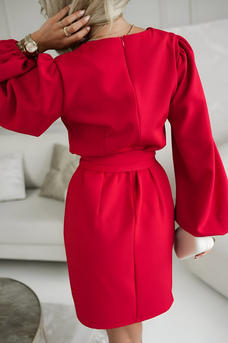 Lira™ | Elegante Satijnen Jurk met Ceintuur