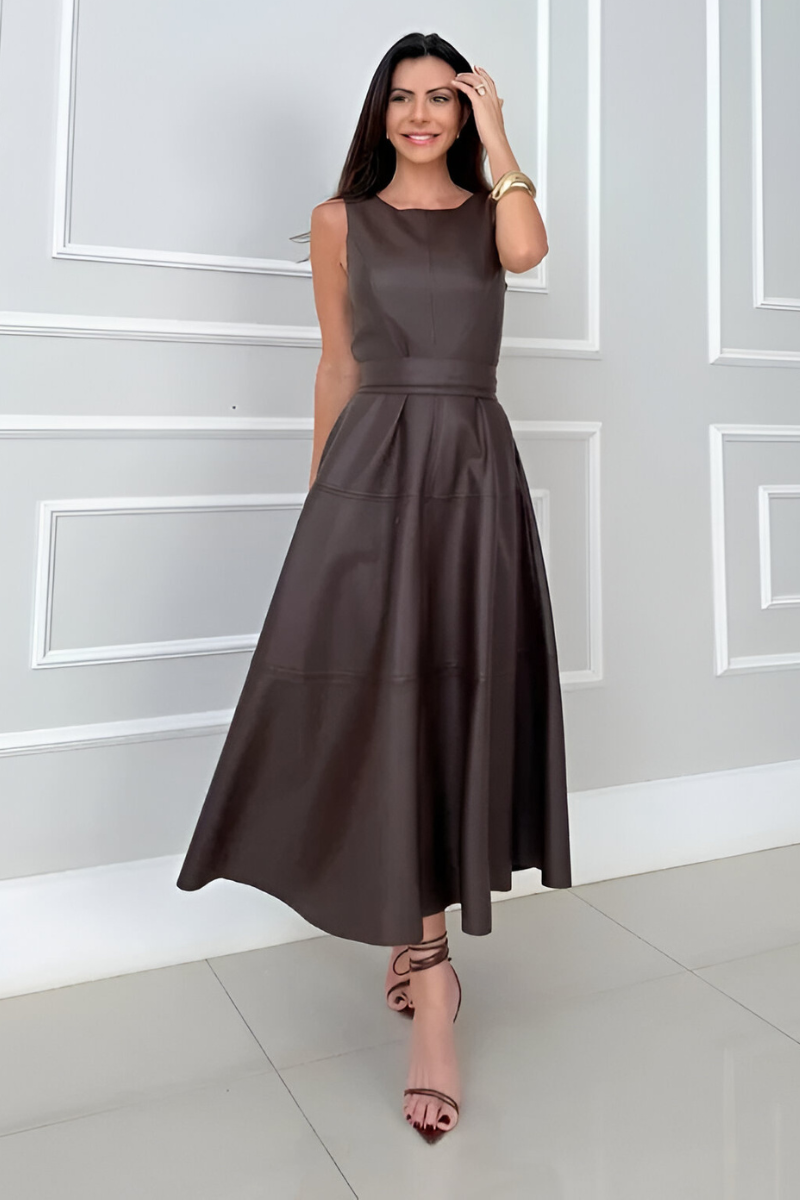Kira™ | Moderne stijlvolle leren-look jurk
