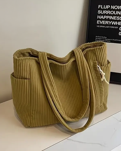 Lea™  | Geribde Draagtas Met Koorddetail