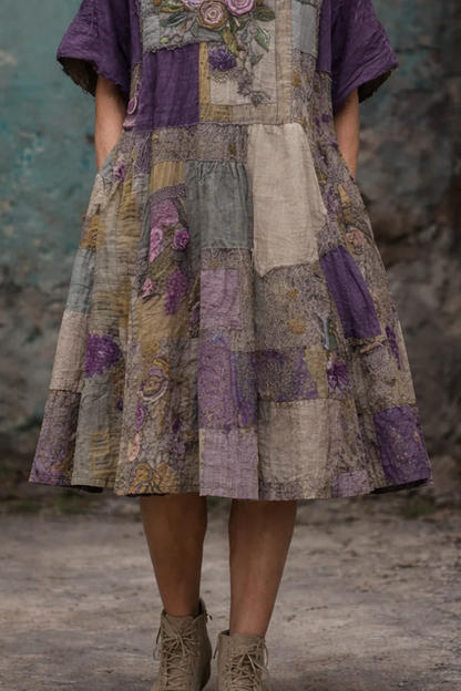 Almae™ | Stijlvolle Patchwork Midi Jurk