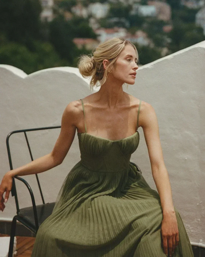 Lisette™ | Elegante Buikbedekkende Geplooide Maxi Jurk
