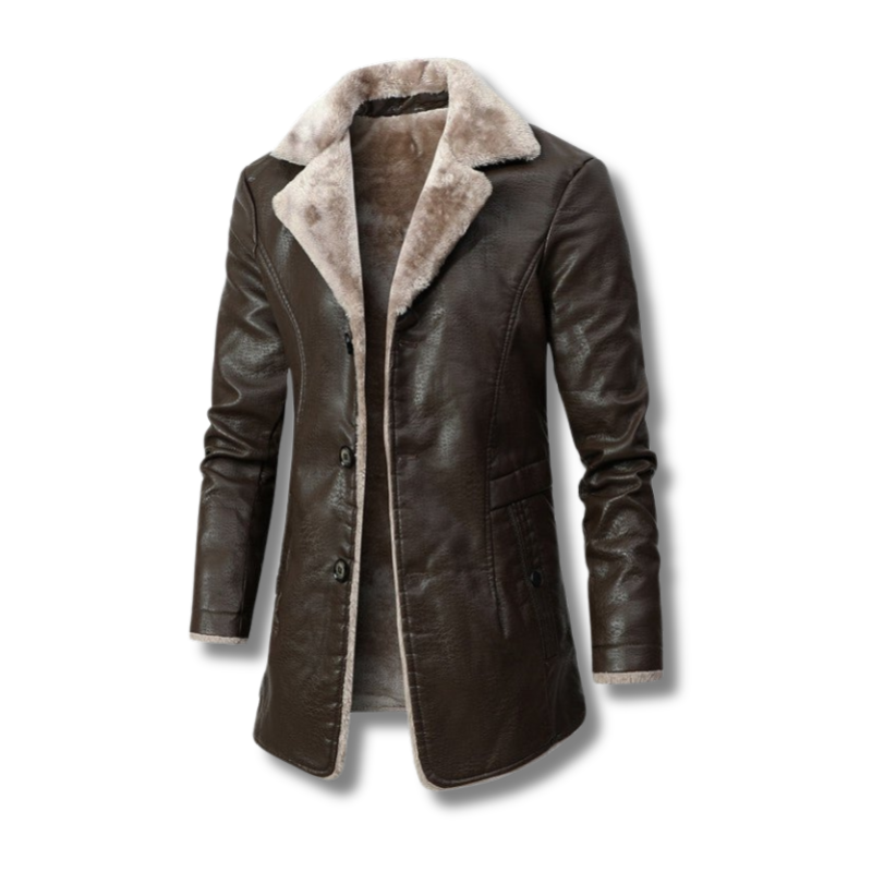 Edward™ | Elegante leren winterjas met bontvoering 3