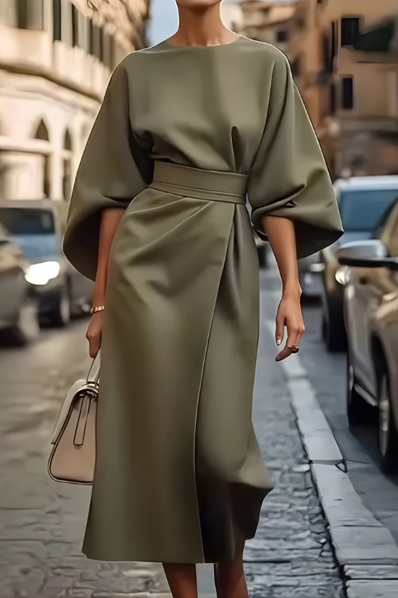 Mira™ | Elegante Midi Jurk Met Riem