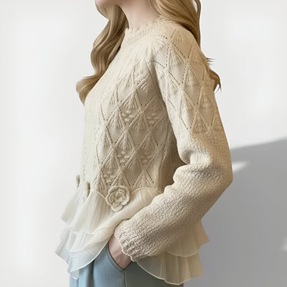 Aure™ | Elegante Textuur Ruffle Trui