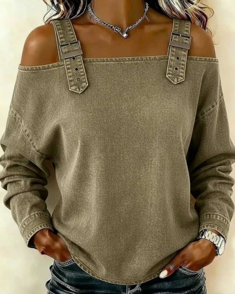 Teya™ | Moderne Denim Top Met Bandjes