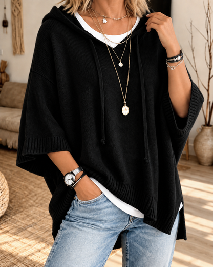 Norie™ | Comfortabele Gebreide Poncho Met Capuchon