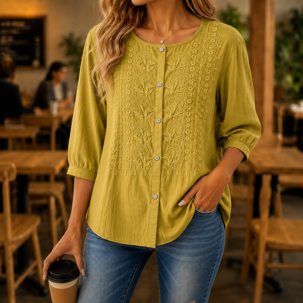 1 + 1 free Amelie™ | Elegante Geborduurde Blouse