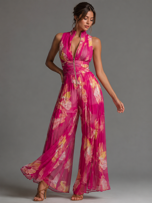 Nicole™ | Elegante Bloemen Chiffon Jumpsuit