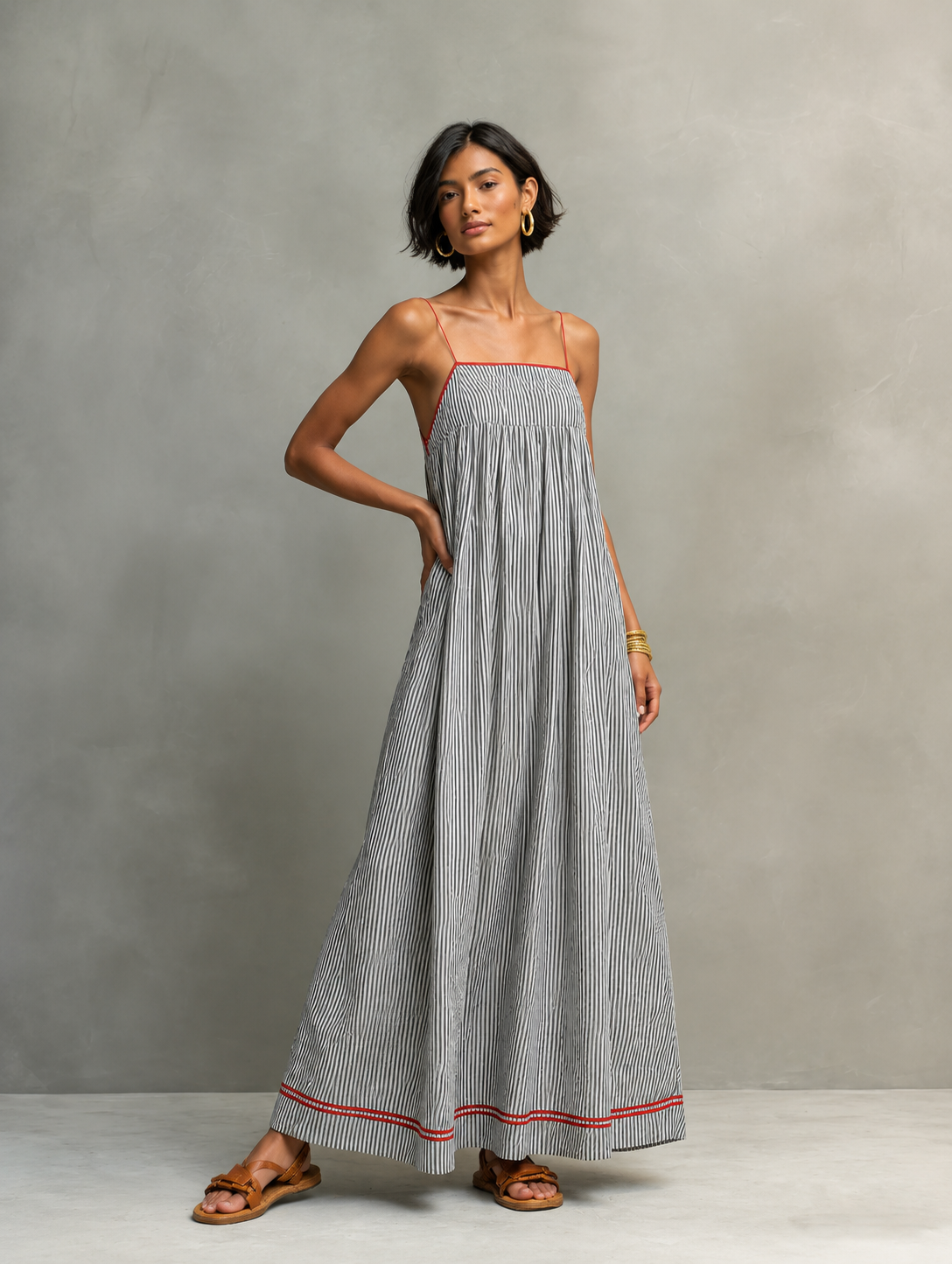 Elina™ | Luchtige Gestreepte Maxi Jurk