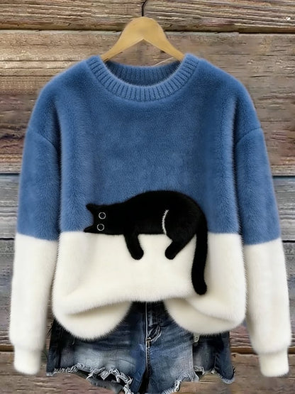 Lora™ | Zachte Oversized Trui Met Kattenprint 8