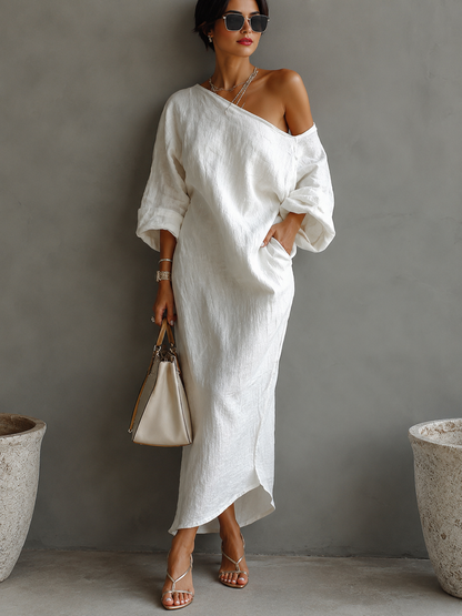 Daniella™ | Soepelvallende Abstracte Maxi Jurk
