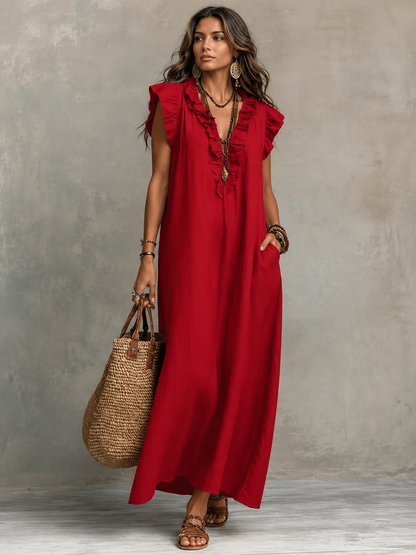 Elva™ | Elegante Buikbedekkende Maxi Jurk Met V-Hals