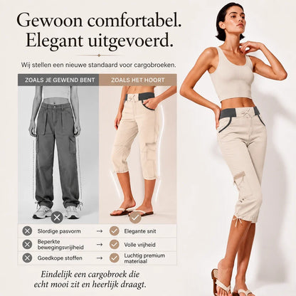 Elise™ | High-Waist Cargo Capri Broek Met Zakken