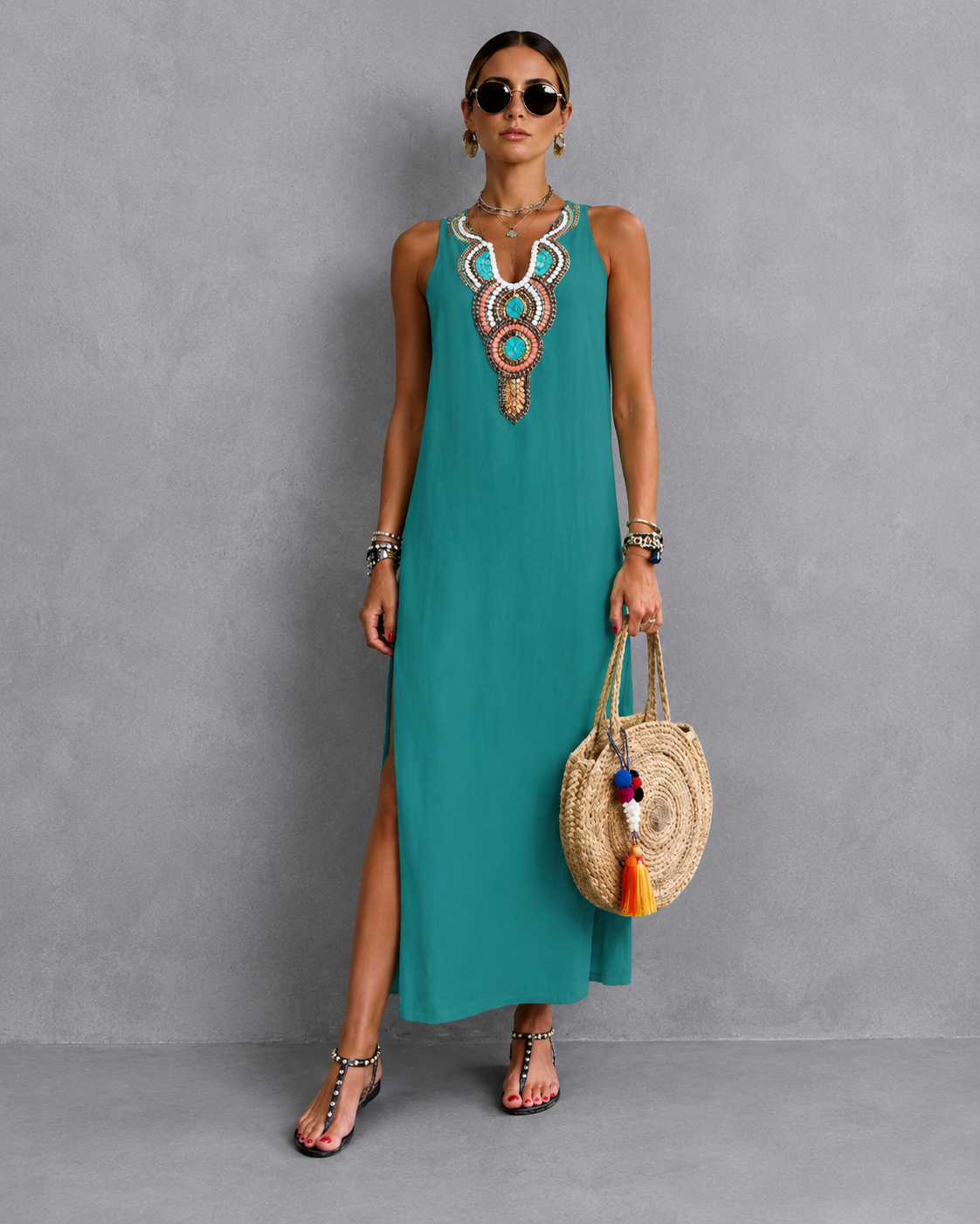 Colette™ | Buikbedekkende Mouwloze Maxi Jurk
