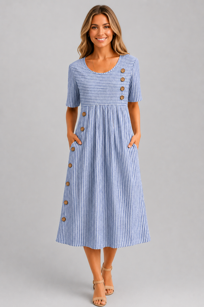 Ismay™ | Gestreepte Midi Jurk