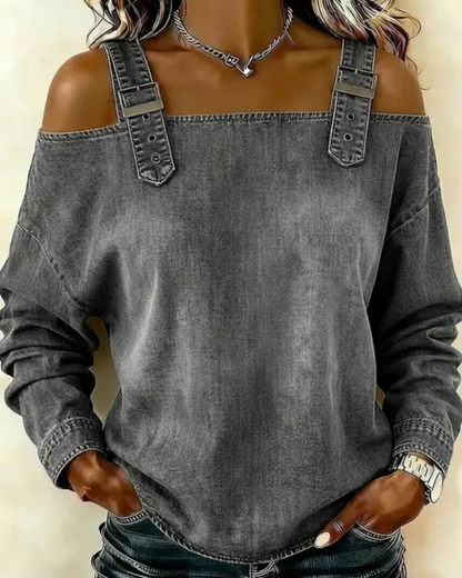 Teya™ | Moderne Denim Top Met Bandjes