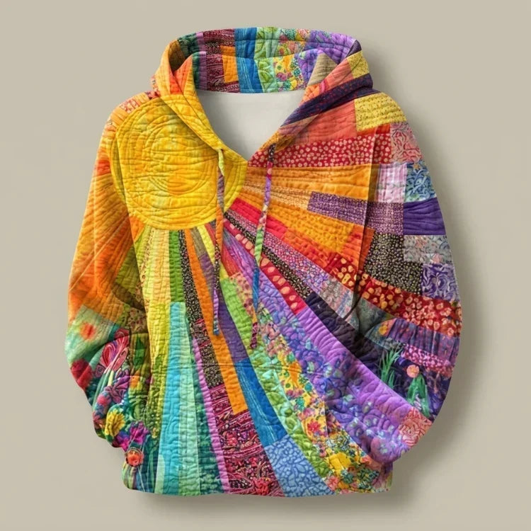 Floor™ | Kleurrijke Doorgestikte Hoodie met Print 3
