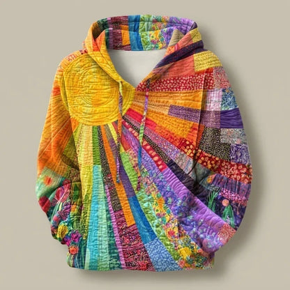 Floor™ | Kleurrijke Doorgestikte Hoodie met Print 3