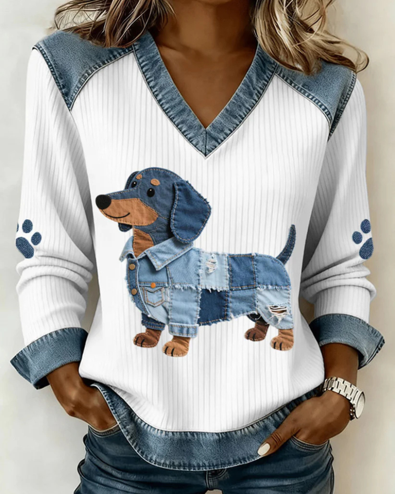Dax™ | Comfortabele Trui Met Patchworkprint Van Dieren