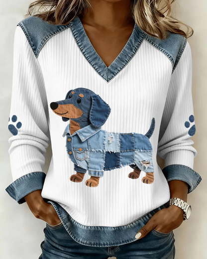 Dax™ | Comfortabele Trui Met Patchworkprint Van Dieren