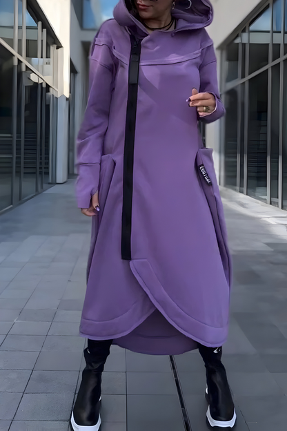 Estelle™ | Lange Hoodie Jurk met Ritssluiting