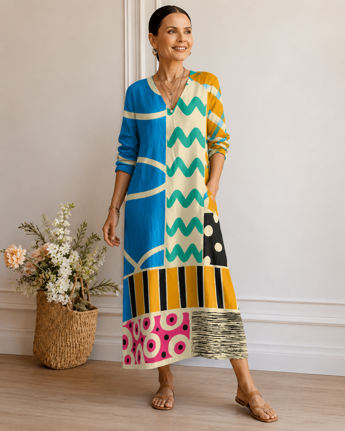 Eloise™ | Relaxte Soepelvallende Midi Jurk