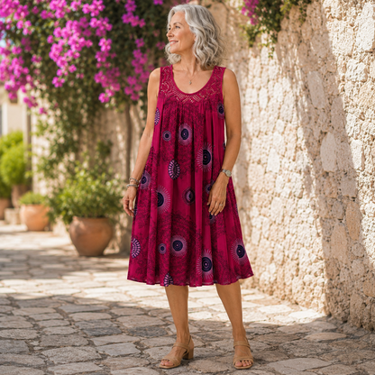 Noor™ | Buikcamouflerende Midi Jurk Met Abstracte Print