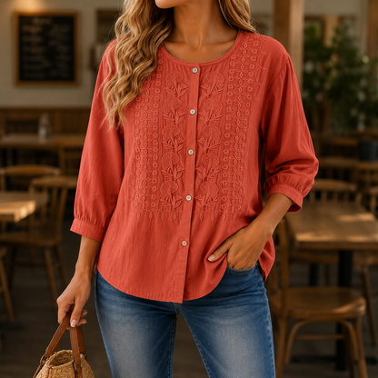 1 + 1 free Amelie™ | Elegante Geborduurde Blouse